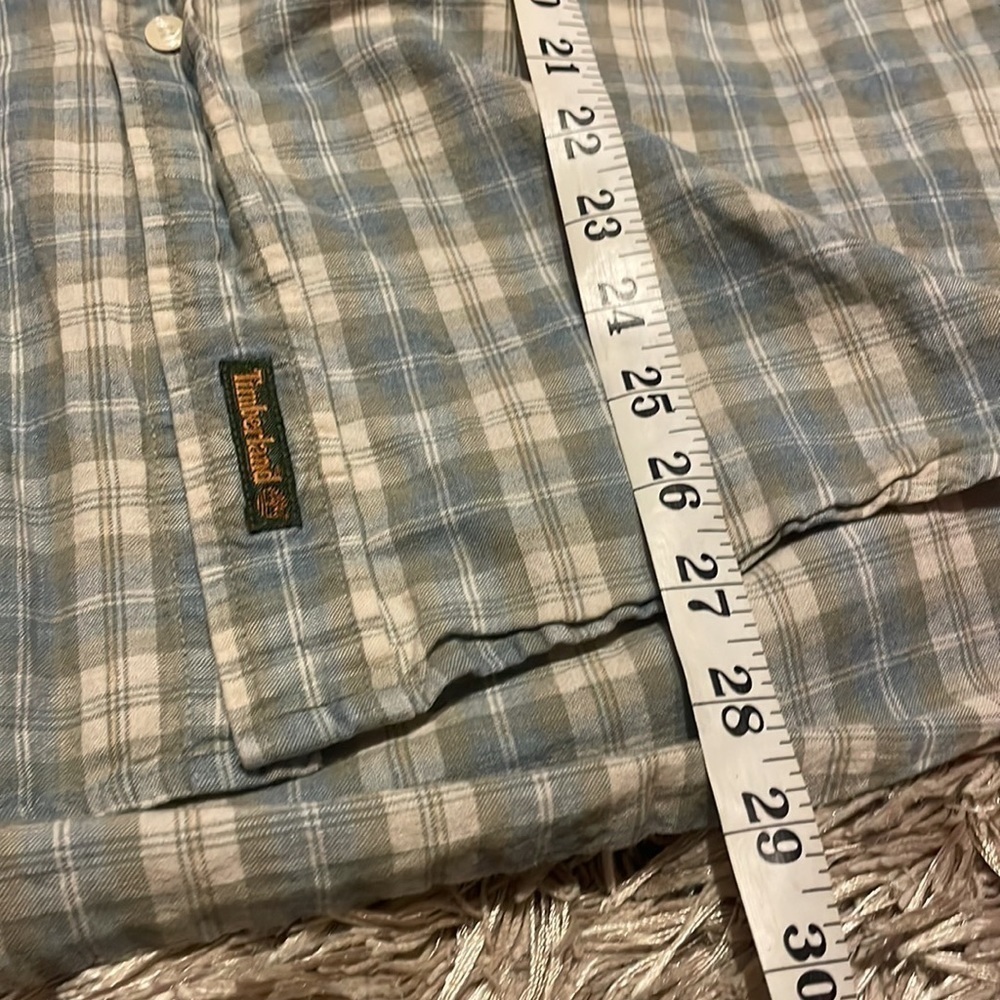 𝅺TIMBERLAND Weather Gear Mens Button‎ Down Short Sleeve Plaid Shirt Medium - Picture 8 of 11